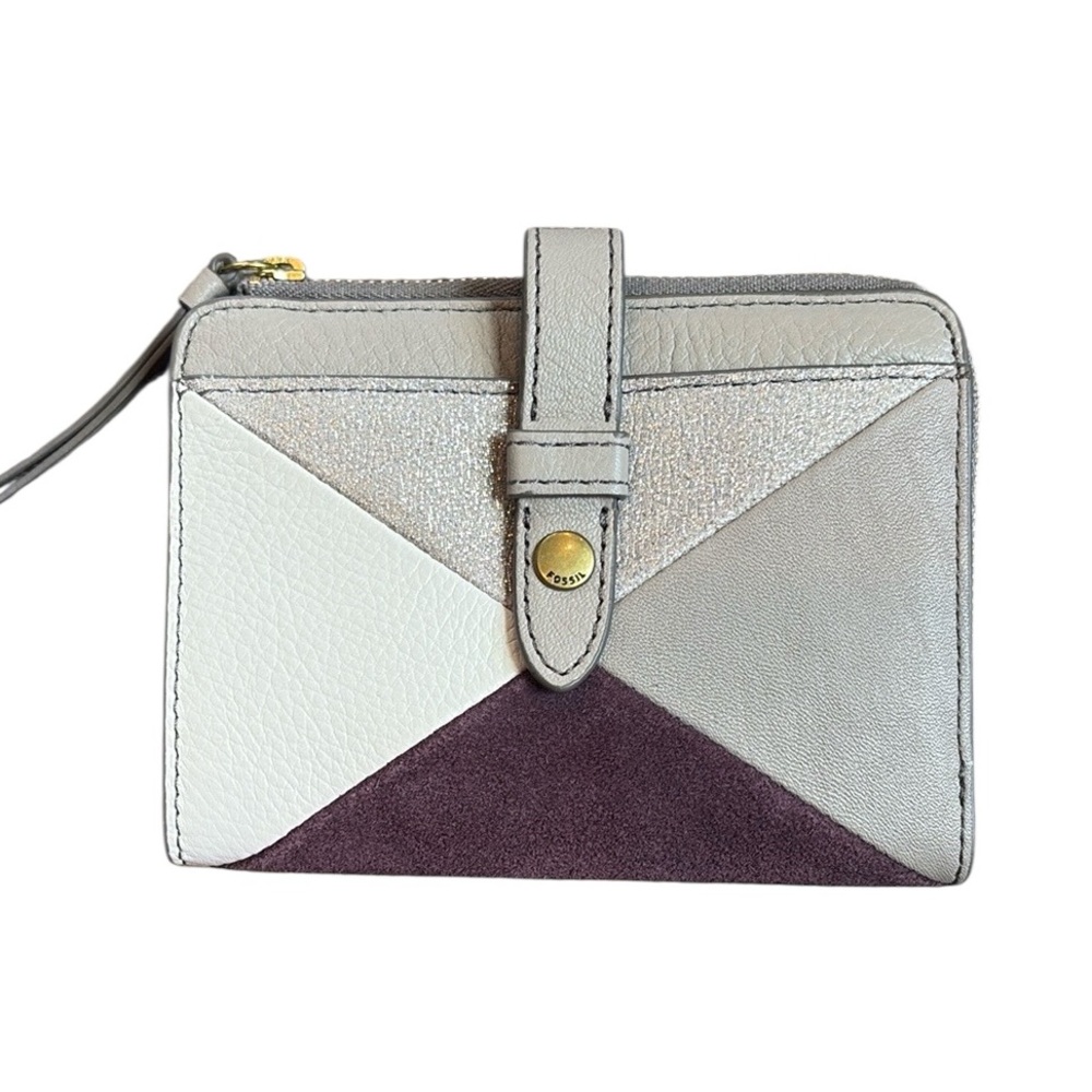 Fossil Womens Wallet Fiona Multifunction Leather Wallet Champagne NEW w/ Flaw